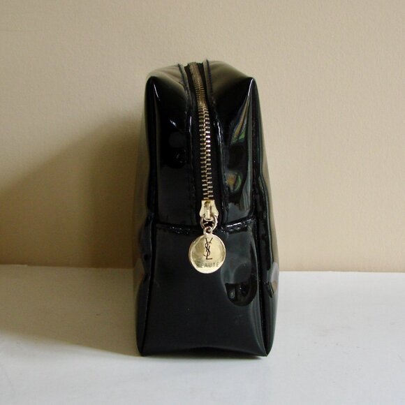 YSL Yves Saint Laurent Daring Black Makeup Bag Pouch Cosmetics Shiny Black - Picture 3 of 8